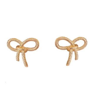【INES】韓國設計925銀針法式繩索蝴蝶結造型耳環