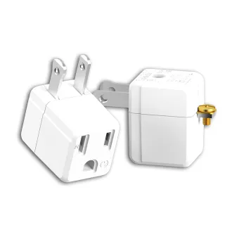 【katai】3孔轉2孔MIT台灣製造L型省力電源轉接頭2入組(插座轉接器 PAD-32LW-1)