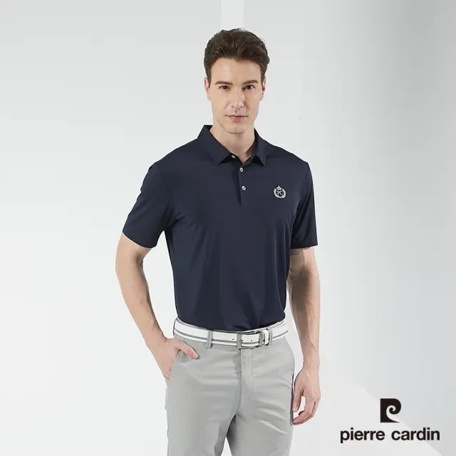 【pierre cardin 皮爾卡登】商務休閒 男款 無痕高週波短袖POLO衫-深藍色(5217220-38)