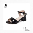 【J&H collection】魚嘴設計一字扣中高粗跟涼鞋(現+預  米色 / 紅色 / 黑色)