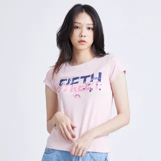 【5th STREET】女星星撞色LOGO短袖T恤-粉紅