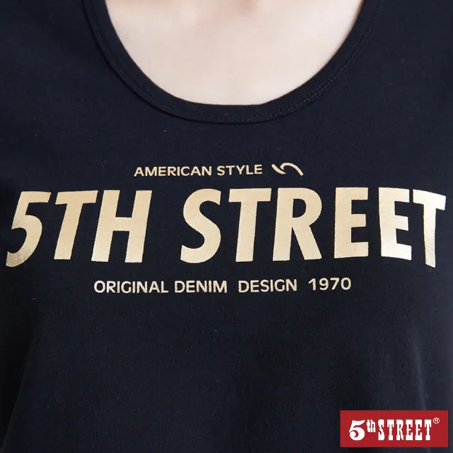 【5th STREET】女燙金粗體LOGO短袖T恤-黑色