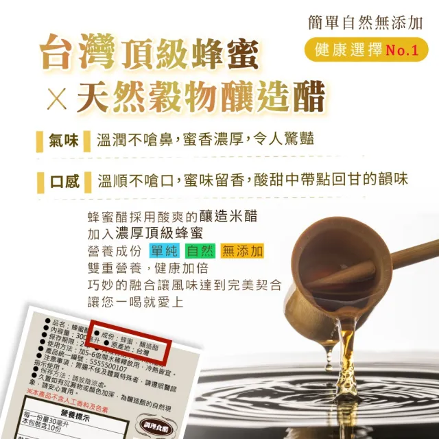【情人蜂蜜】MOMO獨家組合 台灣澄金純蜜醋300mlx5入組