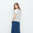 【CUMAR】休閒拼接條紋-女短袖上衣 條紋 藍 白(二色/版型適中)