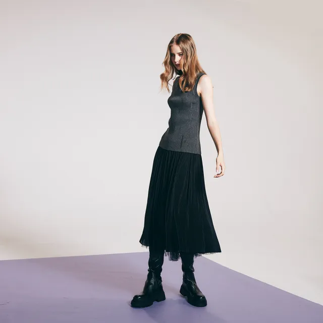 【ICHE 衣哲】Cop.Copine 法國原裝進口針織高領上衣-藍