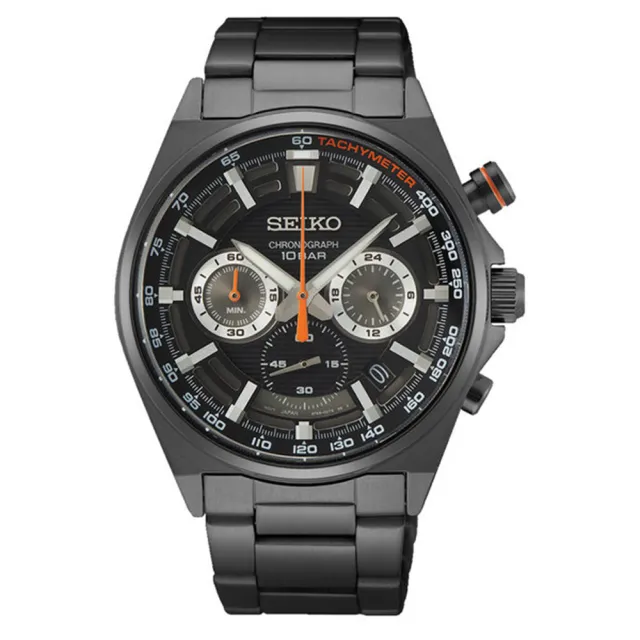 【SEIKO 精工】CS三眼計時手錶-黑色41mm(8T63-00T0SD/SSB399P1) 雙11 送禮