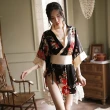 【BoBo 女人香】日本和服 角色扮演 日式櫻花浴衣 情趣制服性感睡衣/性感情趣內衣睡衣(黑)