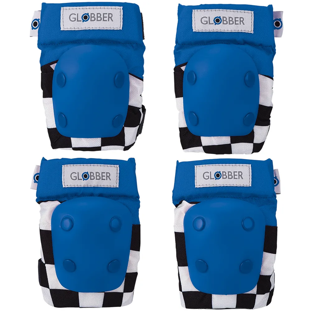 【GLOBBER 哥輪步】法國 EVO 兒童護具組-賽車藍(含護肘與護膝 護具、防護、防摔)