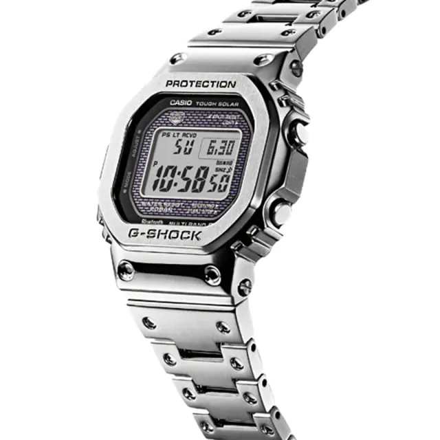 【CASIO 卡西歐】G-SHOCK 太陽能藍牙電波錶-銀 禮物 開學(GMW-B5000D-1)