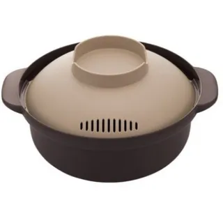 【小禮堂】Inomata 日本製 雙耳微波調理碗 附蓋 料理碗 拉麵碗 火鍋碗 1500ml 《棕》