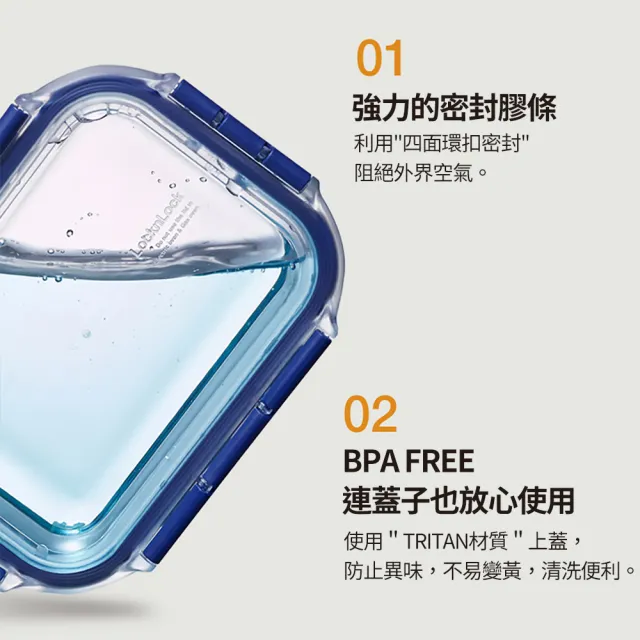 【LocknLock 樂扣樂扣】頂級透明耐熱玻璃保鮮2000ml(長方形/雙入)