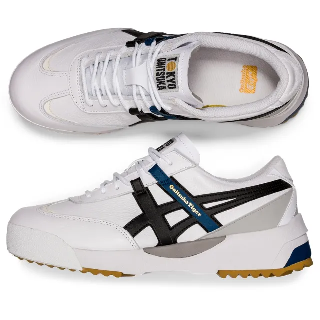 【Onitsuka Tiger】鬼塚虎 官方旗艦店 DELEGATION EX 休閒鞋 男女 白底藍邊(1183A559-104)