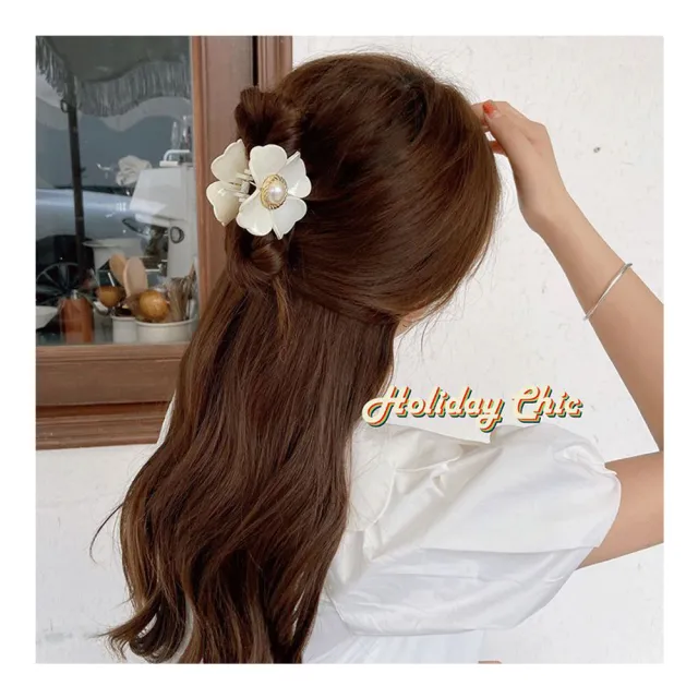【HaNA 梨花】韓國夏日盤髮祭長短髮用．少女光澤大花朵抓夾