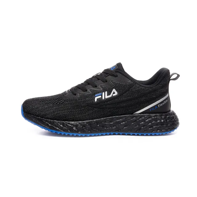 【FILA官方直營】慢跑鞋 運動鞋 RIPPLE 透氣輕量 男飛織布慢跑鞋-黑(1-J950V-008)