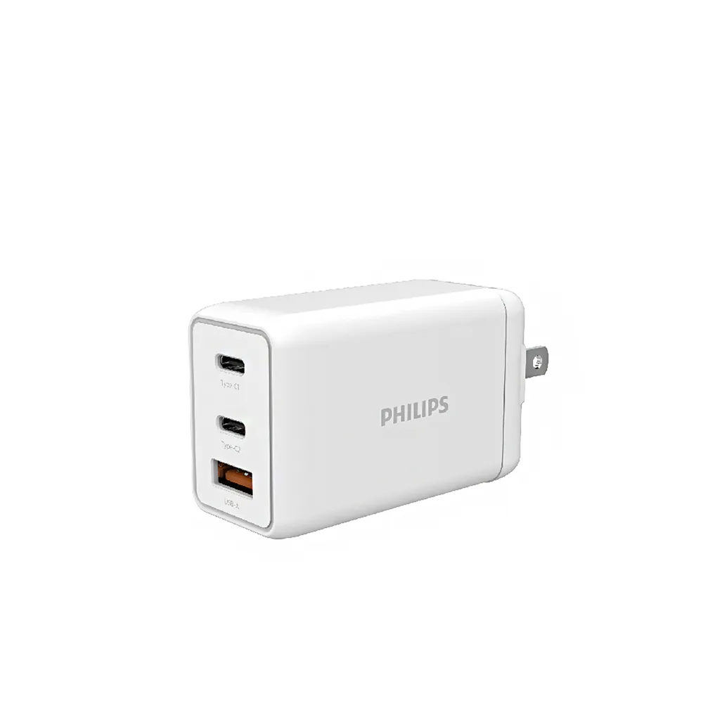 【Philips 飛利浦】65W GaN氮化鎵 TypeC USB PD/QC 3孔 快充充電器(DLP6341C)