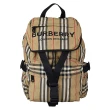 【BURBERRY 巴寶莉】BURBERRY ICON STRIPE經典格紋尼龍後背包(小/米)