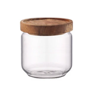 【LINGO】木蓋玻璃密封罐-350ml(保鮮防潮)