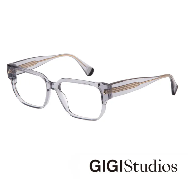 【GIGI Studios】典雅寬鏡腳方框光學眼鏡(水晶灰 - WATERS-6551/4)