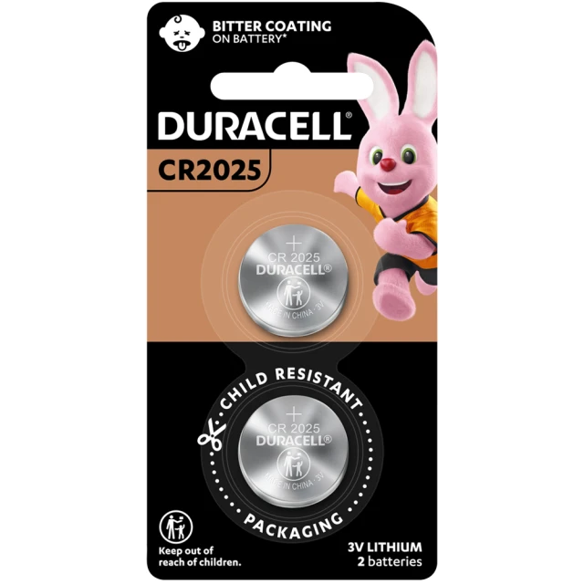 【DURACELL】金頂鈕扣型鋰電池  CR2025  3伏特 2入裝(電力更強 耐力更久)