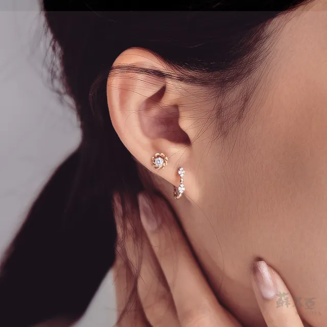 【蘇菲亞珠寶】花情物語 14K玫瑰金 鑽石耳環