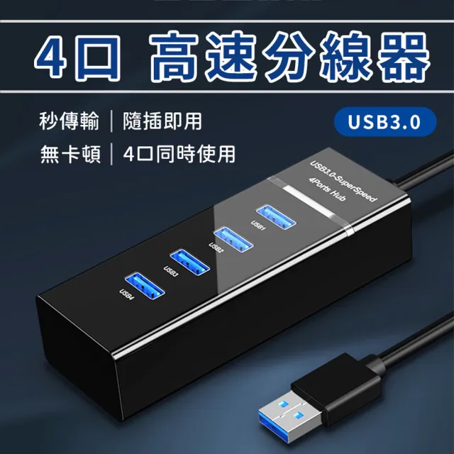 【JHS】USB3.0 4口HUB集線器 延伸器 30 CM(筆電分線器 OTG 擴展器 擴充槽 電腦HUB 集線器 USB擴充)