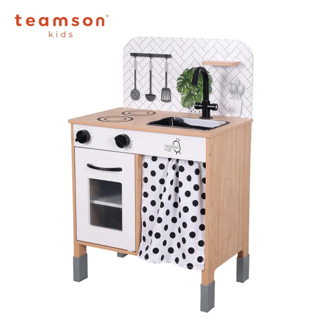 【Teamson】優雅小廚師費城現代家家酒木製玩具廚房(成長型)