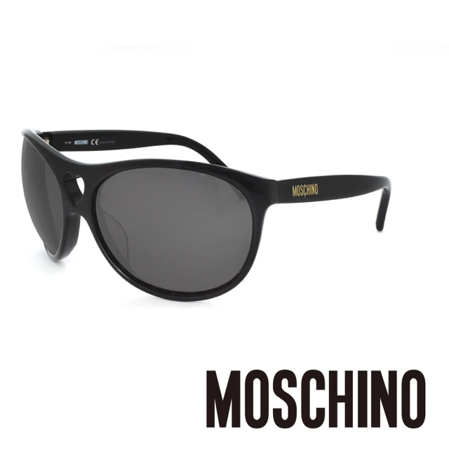 MOSCHINO 義大利 愛心圓框 摩登太陽眼鏡(黑-MO50001)