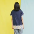 【Dailo】拼接笑臉印花裝飾-女短袖上衣 拼接 藍 桔(二色/版型合身)