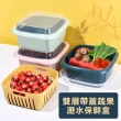 【Mega】買一送一 雙層帶蓋蔬果瀝水保鮮盒 2入組(蔥蒜收納盒 瀝水籃 收納 冰箱)