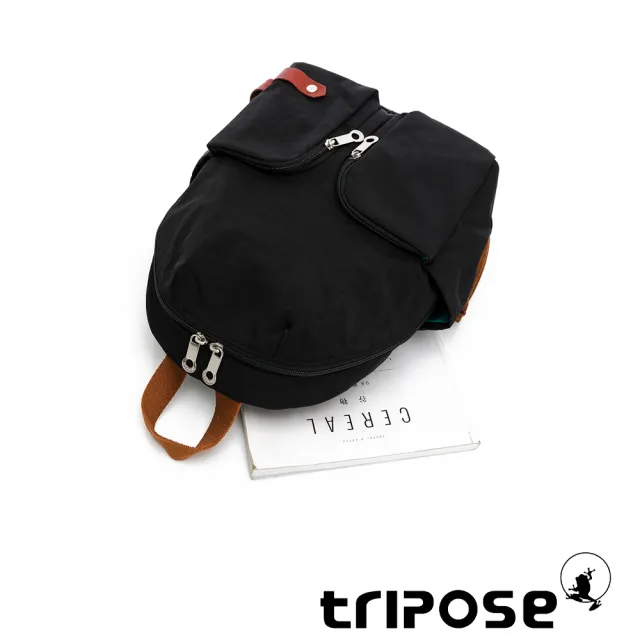 【tripose】CUBI微皺尼龍輕量後背包-小(潮感黑)