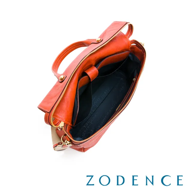 【ZODENCE 佐登司】HAN義大利植鞣革公事包(橘紅)