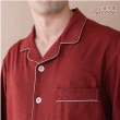 【MFN 蜜芬儂】台灣製-男性長袖褲裝睡衣(M.L.XL-暗紅色)