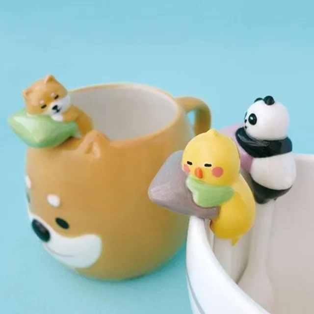 【台隆手創館】DECOLE 療癒系動物杯緣陶製湯匙(貓咪/柴犬/小鳥)