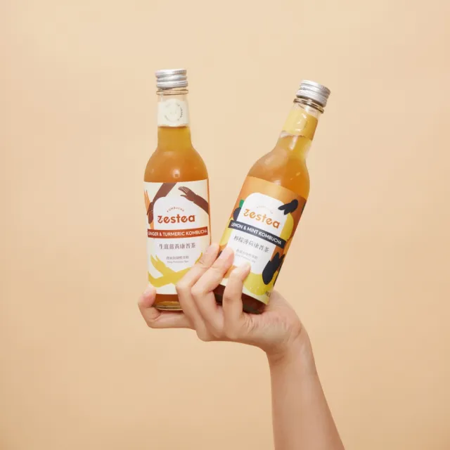 【Zestea Kombucha】生薑薑黃康普茶 300ML*12瓶(無添加、富含益生菌)