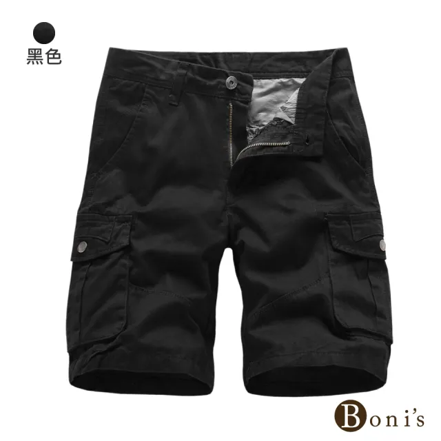 【Boni’s】男士純棉工裝休閒短褲 M-3XL(現+預  黑色 / 卡其色 / 灰色 / 深藍色 / 軍綠色)