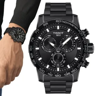 【TISSOT 天梭 官方授權】SUPERSPORT CHRONO 三眼計時腕錶 / 45.5mm 新年禮物(T1256173305100)