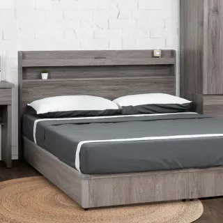 【原森道傢俱職人】6尺日式原野風木心板附插座床頭片(雙人加大-英倫灰橡色)