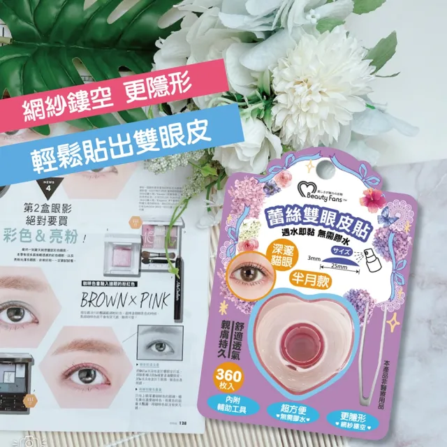 【Beauty Fans】捲筒蕾絲雙眼皮貼（半月）360枚入(雙眼皮貼)