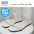 【Alberta】MIT台灣製 2cm拖鞋 優雅氣質一字細帶 皮革平底方頭涼拖鞋