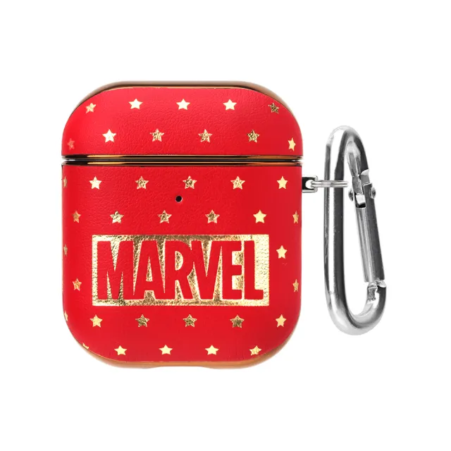 【iJacket】AirPods 1/2代 Marvel漫威 箔押皮革 質感保護殼(Logo)