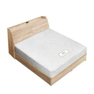 【A FACTORY 傢俱工場】吉米 MIT木心板床組 插座床箱+強化底+天絲墊 - 雙人5尺