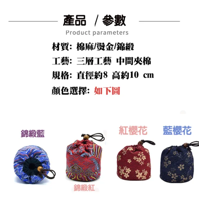 【原藝坊】便攜旅行棉麻茶具收納包 布包(櫻花 海浪兩款任選)