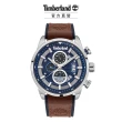 【Timberland】手錶 男錶 CALLAHAN系列 城市野營多功能日期窗腕錶 皮革錶帶-藍/棕46mm(TDWGF2102602)