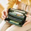 【CHENSON】真皮 12卡風琴卡層包覆式長夾 零錢包 錢包 海松綠(W21425-G)