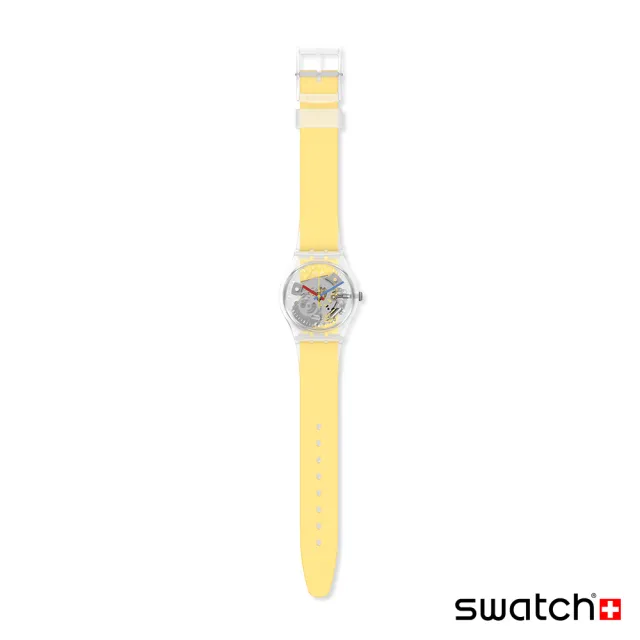 【SWATCH】Gent 原創系列手錶CLEARLY YELLOW STRIPED 瑞士錶 錶(34mm)