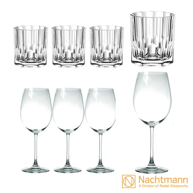 【Nachtmann】白楊威士忌杯+維芳迪紅酒杯(8入組)