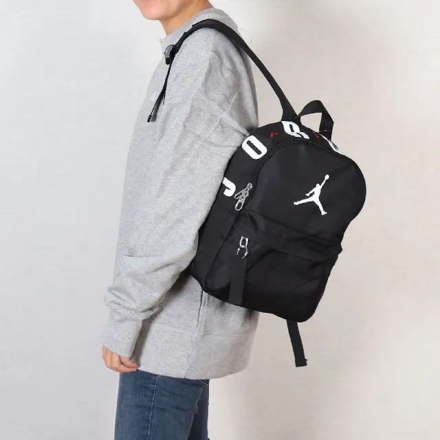 【NIKE 耐吉】後背包 Jordan Backpack 女款 兒童款 喬丹 水壺袋 小包 迷你包 黑 白(JD2213008TD-001)
