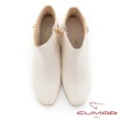 【CUMAR】方頭側拉鍊珍珠裝飾粗跟短靴(白色)