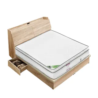 【A FACTORY 傢俱工場】吉米 MIT木心板床組 插座床箱+3抽底+乳膠獨立筒床墊(單大3.5尺)