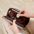 【CHENSON】真皮 12卡風琴卡層包覆式長夾 零錢包 錢包 豆沙紫(W21425-U)